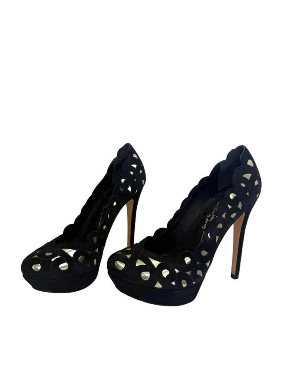 Alice + Olivia Black Cut-Out High Heels